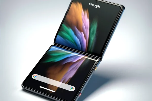 Leaked CAD render of Google Pixel Fold 2 showing triple rear cameras and Charcoal colorway