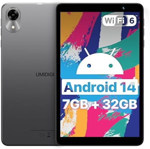 UMIDIGI G1 Tab mini Android 14 New Tablet 2024, 7(3+4)GB+32GB 1TB Expand, Wi-Fi 6 Model, 8 inch Tablet with Quad-Core Processor up to 2.0 GHz, 5000mAh, Dual Camera, BT, 1280*800 HD IPS Touch Screen