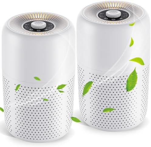 2 Pack TPLMB Air Purifiers for Bedroom,H13 HEPA Filters,Fragrance Sponge for Better Sleep,Portable Air Purifier with Nightlight Speed Control,For Home Living Room,24dB Filtration System,P60 (2, White)