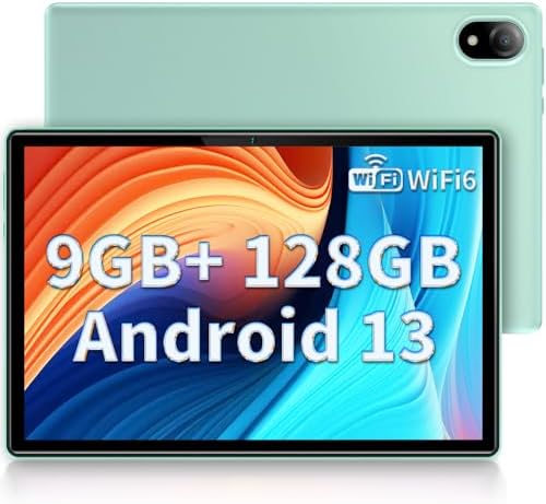 DOOGEE U10 Android 13 Tablet 10 inch, 9GB RAM + 128GB ROM/1TB Expand, 1280 * 800 IPS HD Screen, 5060mAh Android Tablet, WiFi 6 + Google GMS + TÜV Low Bluelight + 8MP Camera + Bluetooth 5.0 +OTG -Green