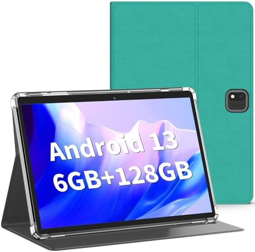 Android Tablet, 10.1 Inch Android 13 Tablet, 6GB RAM 128GB ROM, 1TB Expand, Tablet with 8000mAh Long Battery,Tablet with Dual Camera, WiFi, Bluetooth, HD Touch Screen, Google GMS Certified-Green