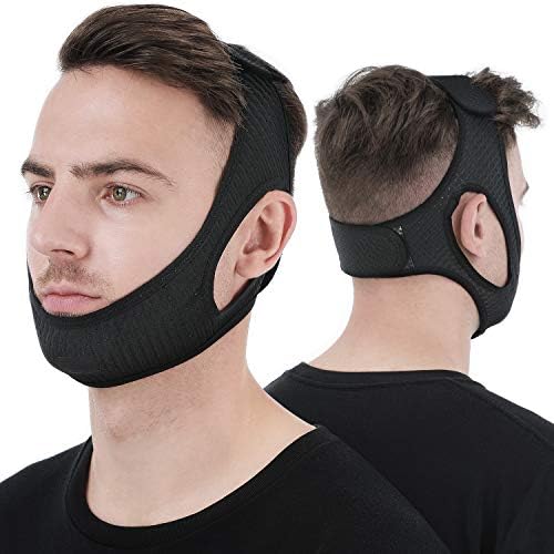 Anti Snore Chin Strap [Upgraded], Vosaro Snoring Solution Effective Anti Snore Device, Adjustable and Breathable Stop Snoring Head Band for Men Women, Black