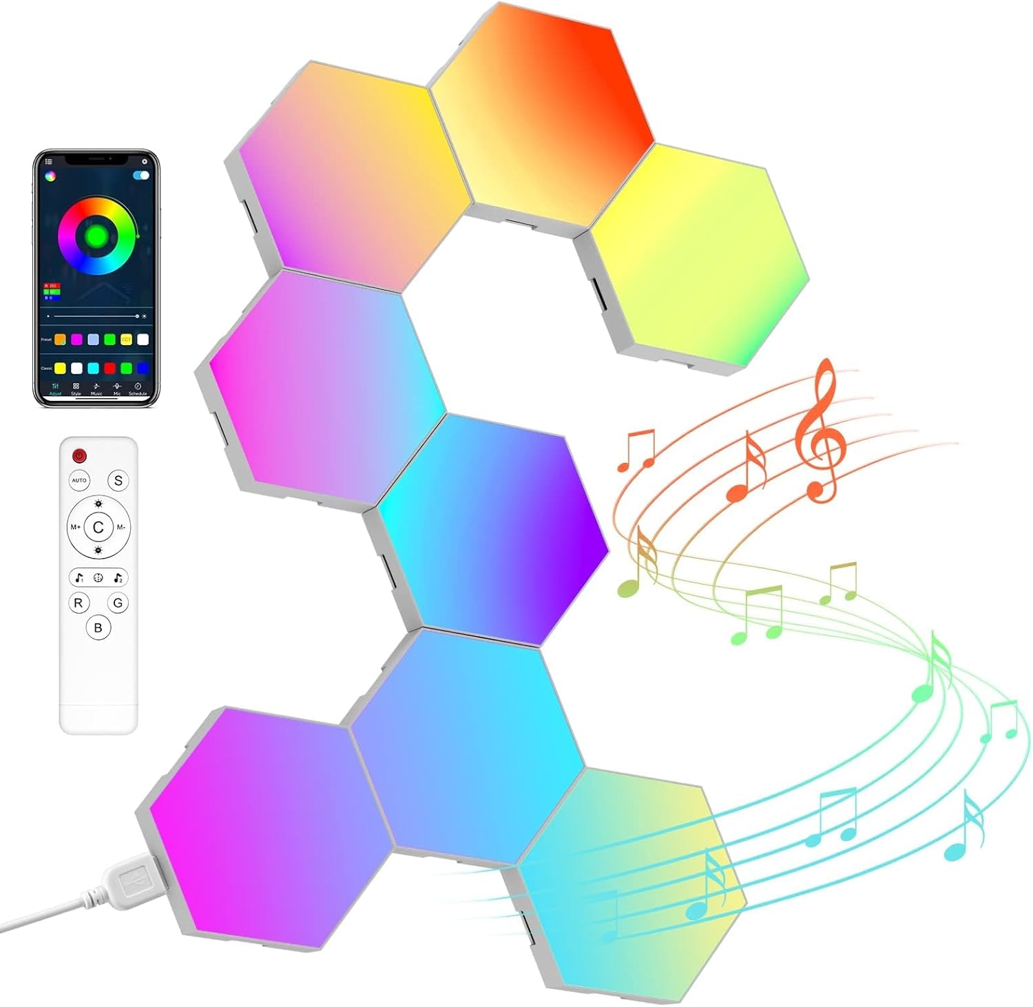 8 pack hexagon led lights wall panels rgb gaming lights