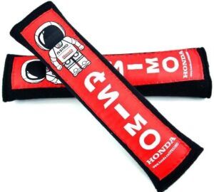 X2 JDM ASIMO BLACK with RED Embroidery Seat Belt Cover Shoulder Pads New Pairs