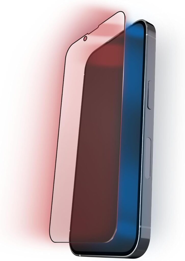 BodyGuardz Red Light Converter Compatible with iPhone 16E / 14/13 Pro / 13 Screen Protector - Extreme Impact Protection With Red Light Conversion - Easy Install - 9H Hardness - Case Friendly