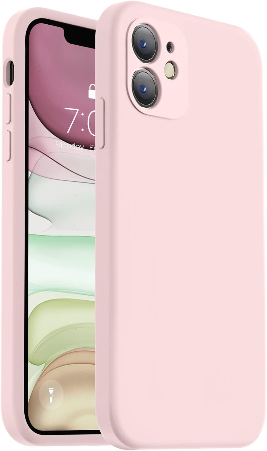 Vooii iPhone 11 Case, Liquid Silicone [Flat Edges] [Camera Protection] - Chalk Pink
