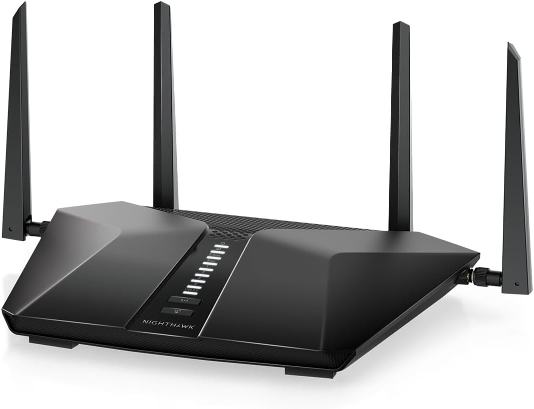NETGEAR Nighthawk 6-Stream Dual-Band WiFi 6 Router (RAX54S)  Security Features, AX5400 Wireless Speed, Up to 5.4 Gbps, Covers up to 2,500 sq. ft., 25 Devices - 1-Year Armor Subscription Included