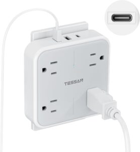 Multi Plug Outlet Extender, TESSAN Surge Protector Splitter with 3 USB (1 USB C)