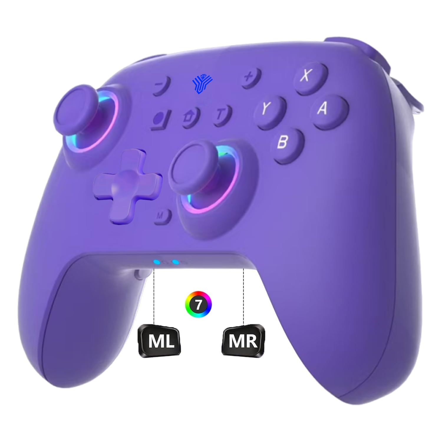 SZYUYU Switch Controller for Switch/OLED/Lite/PC, 7-Color LED, Turbo, Vibration, Gyro, Wake-Up