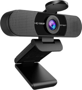 EMEET 1080P Webcam with Microphone, C960 Streaming Webcam, 2 Mics, 90FOV, Plug & Play USB for Calls, Zoom/Teams, PC/Laptop