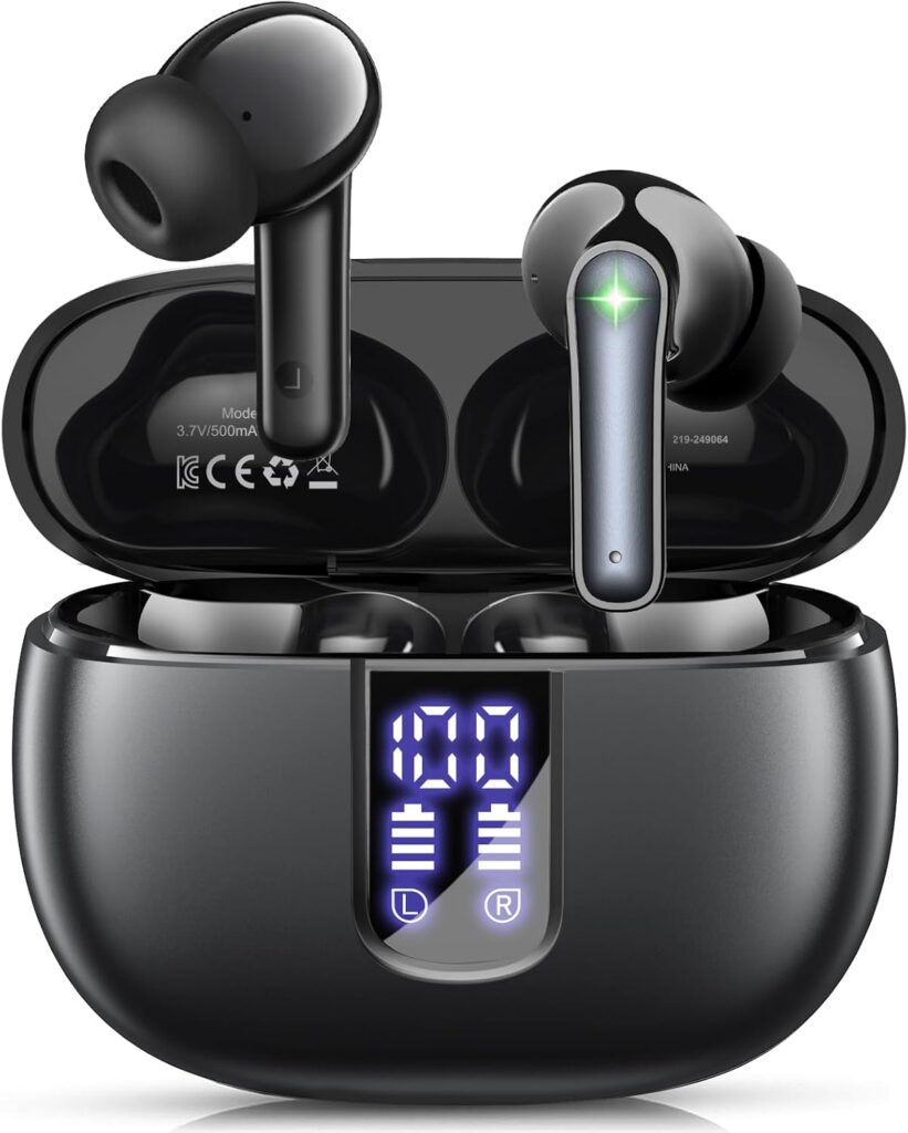 Wireless Earbuds - Bluetooth 5.3, 48H Playback, LED Case, IP7, Mic