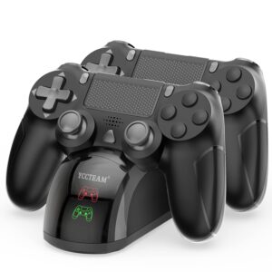 Y Team PS4 Charger Dock Station – 1.8H Fast Charge, LED Indicator, Dual USB for PS4/Slim/Pro