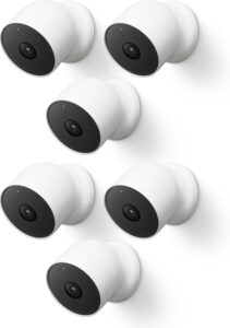 Google Nest Cam Outdoor or Indoor, Battery - 2nd Gen - 6 Pack, White