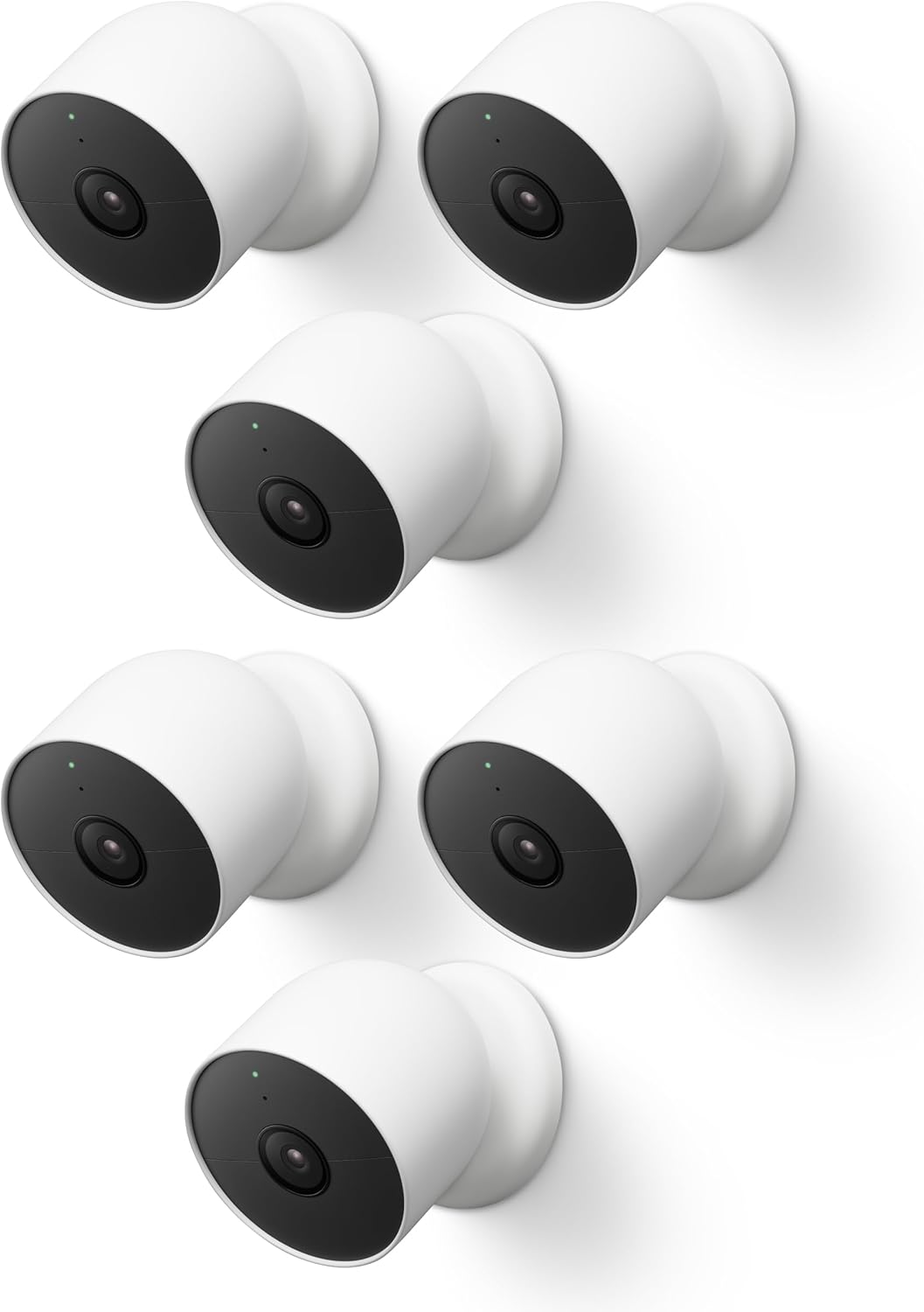 Google Nest Cam Outdoor or Indoor, Battery - 2nd Gen - 6 Pack, White