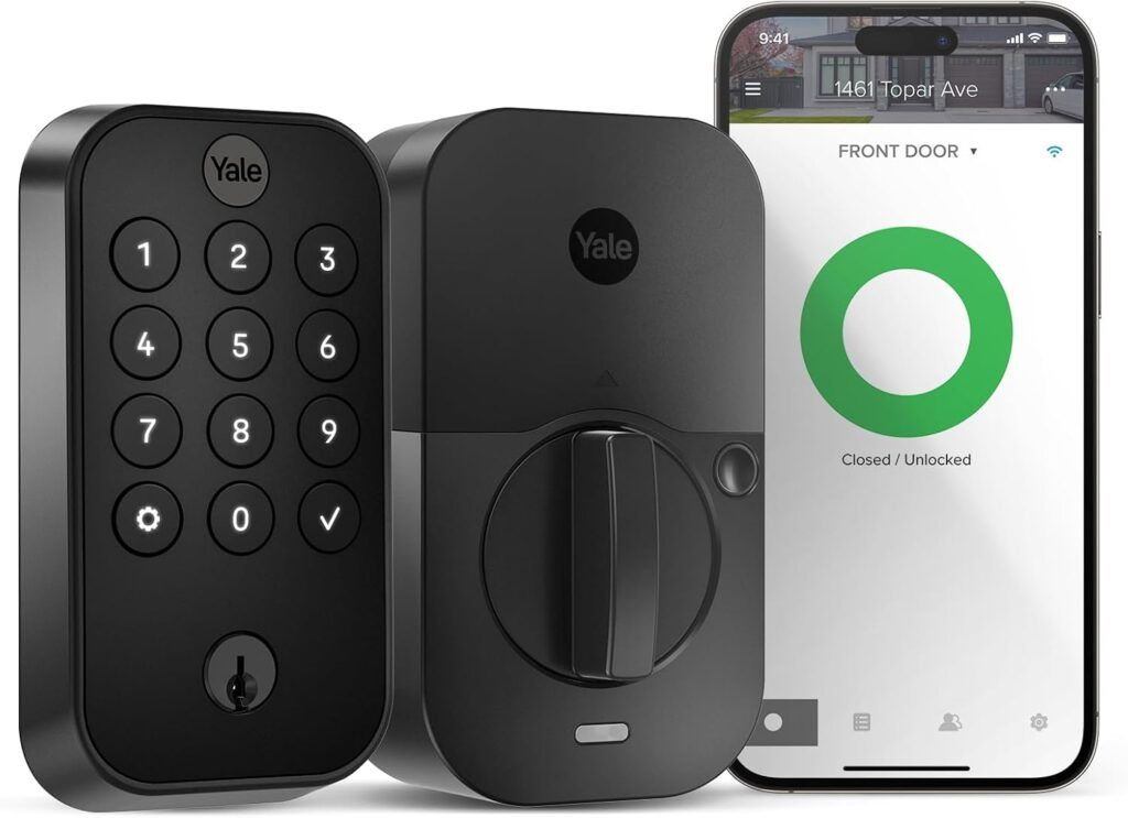 Yale Security Assure Lock 2 with Wi-Fi, Black Connected Keypad Smart Lock for Front Door or Back, Door Lock with Code and Back-Up Key, YRD410-WF1-BSP