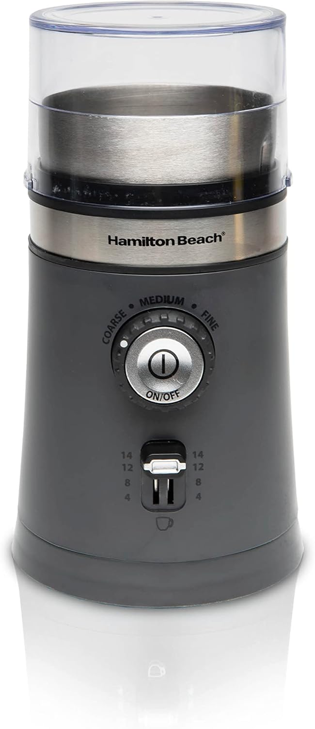 Hamilton Beach Electric Coffee Grinder for Beans & Spices, 10 oz, Grey (80396C)