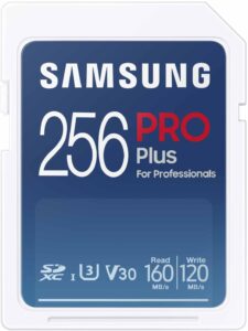 SAMSUNG PRO Plus 256GB SDXC, 180MB/s, 4K UHD, UHS-I, V30, MB-SD256S/AM