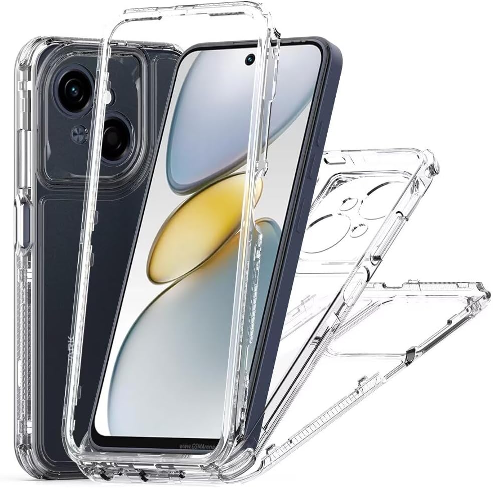Military Grade 3-in-1 TPU+Acrylic Case for Tecno Spark Go 1/1S/2025/Pop 9 4G (Clear)