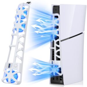 Cooling Fan for PS5 Slim - Adjustable Speed, Low Noise, USB 3.0, LED Light