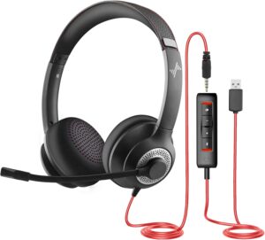 USB Headset with Mic for PC, On-Ear Computer Laptop Headphones