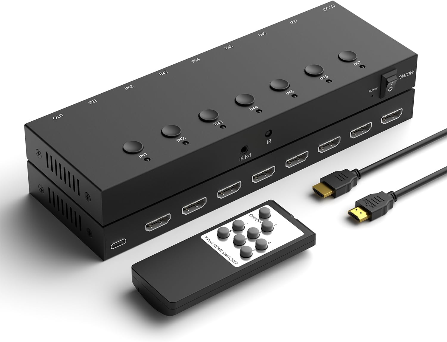 Y.D.F 7-Port HDMI Switch, 4K@60Hz 7x1 HDCP 2.0 Hub for Switch/PS5/Xbox
