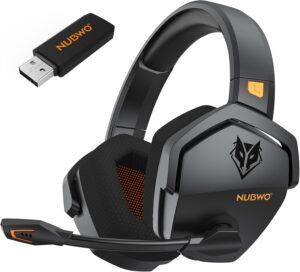 NUBWO G06 Dual Wireless Gaming Headset for PS5, PS4, PC - 23ms Low Latency - 100H Playtime - 50mm Drivers (Black-Orange)
