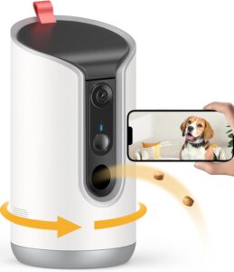 2K Pet Camera Treat Dispenser, 360° View Dog Camera with App, 5G/2.4G WiFi, 2-Way Talk, Remote Treat Toss, Motion Alerts, Auto Tracking