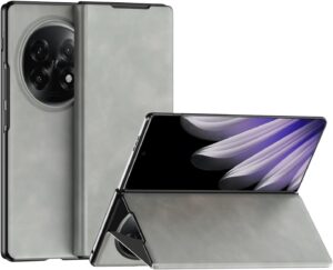 Oppo Find N5 2025 Case, Leather Flip Magnetic Cover with Kickstand (White)