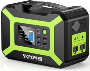 Portable Power Station 300W (Peak 600W), YKPOWER 296Wh Solar Generator, 110V AC, 60W USB-C PD, LED Light, for Camping RV CPAP Home