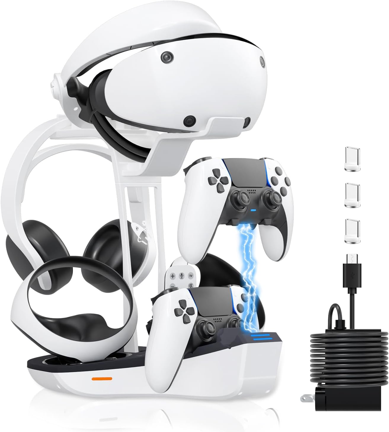 4-in-1 PSVR2 & PS5 Controller Charging Station with VR Stand & RGB Lights