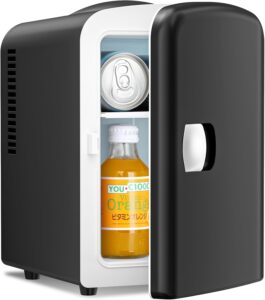 Antarctic Star Compact Refrigerator, Portable Mini Fridge, 4L/6 Cans, Black