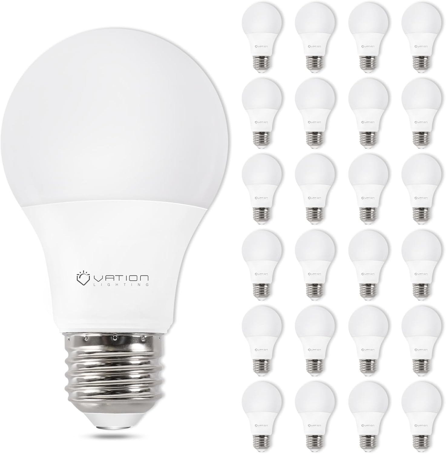 24 Pack A19 LED Bulbs Daylight 5000K, 60W Eq 8.5W 800LM E26 Base