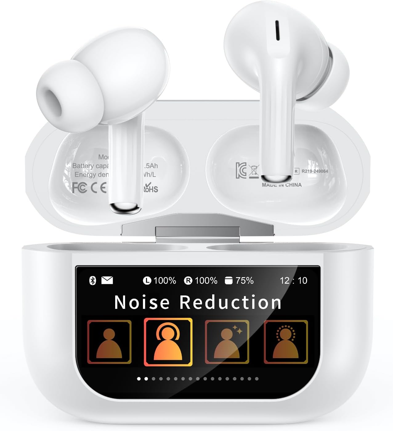 Wireless Earbuds, Bluetooth 5.4, Touch Screen, ANC/ENC, 48H Playtime, Bass Sound, for Laptop, Android/iOS, Pad