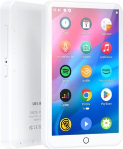 MECHEN MP3 Player with Bluetooth WiFi Spotify Audible Pandora Amazon Music 4" IPS Touch Screen Android 512GB White