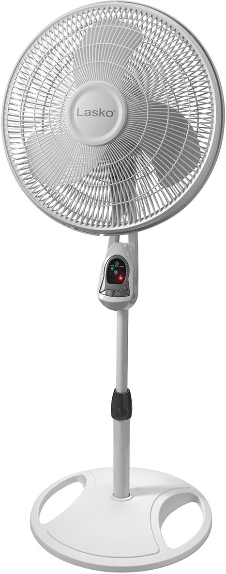 Lasko Oscillating Pedestal Stand Fan with Timer & Remote, 16", White, 1646