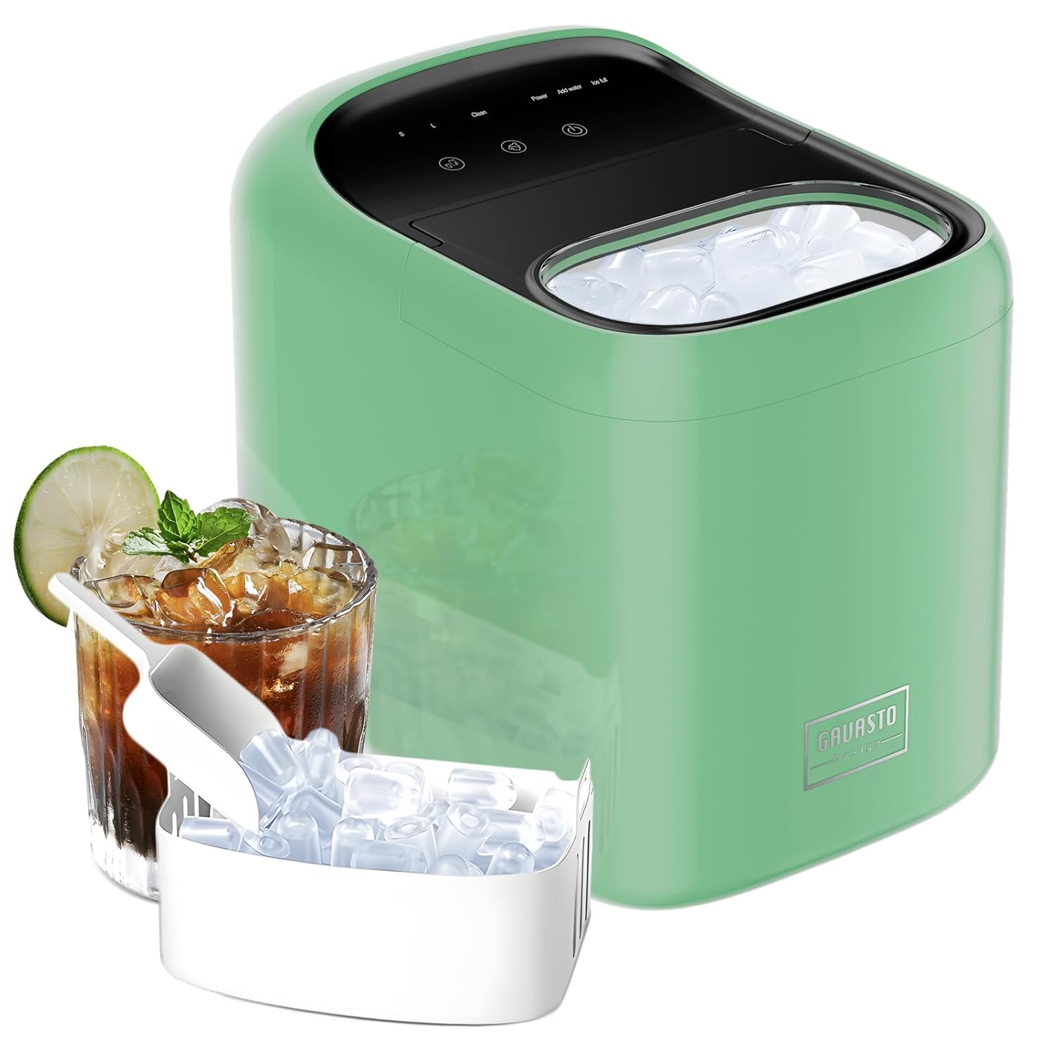 Ice Makers Countertop, 9 Cubes in 6 Mins, 33lbs/Day, One-Click, Self-Cleaning (Green)