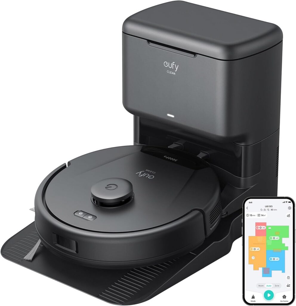 Eufy L60 Robot Vacuum with Self Empty Station, Hair Detangling, 60 Days Cleaning, 5,000 Pa Suction