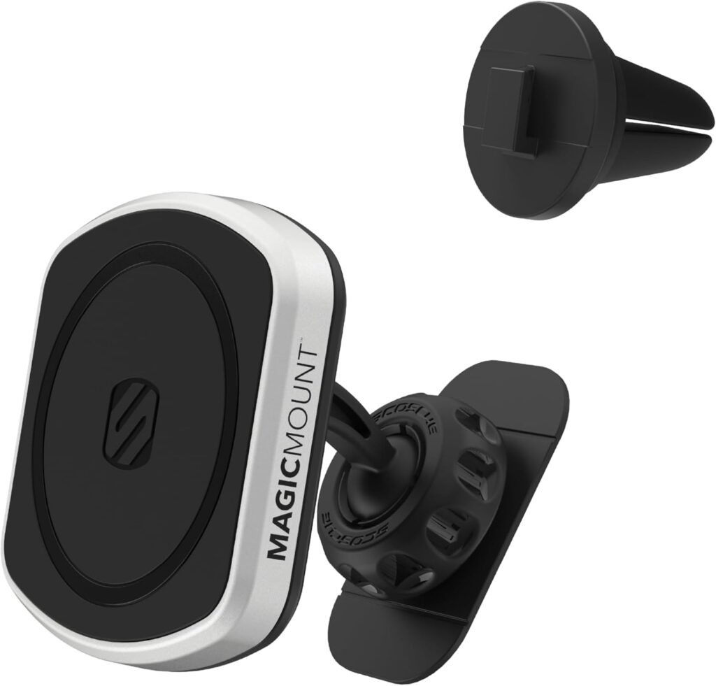 Scosche MP2DVM MagicMount Pro2 Magnetic Phone Holder, Car Dashboard Mount with Vent Clip, MagSafe Compatible, iPhone 16/15/14/13/12