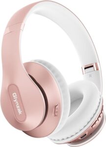 Wireless Bluetooth Headphones Over Ear 65H Playtime HiFi Stereo Headset with Microphone 6EQ Modes Foldable Bluetooth 5.3 Rose Gold