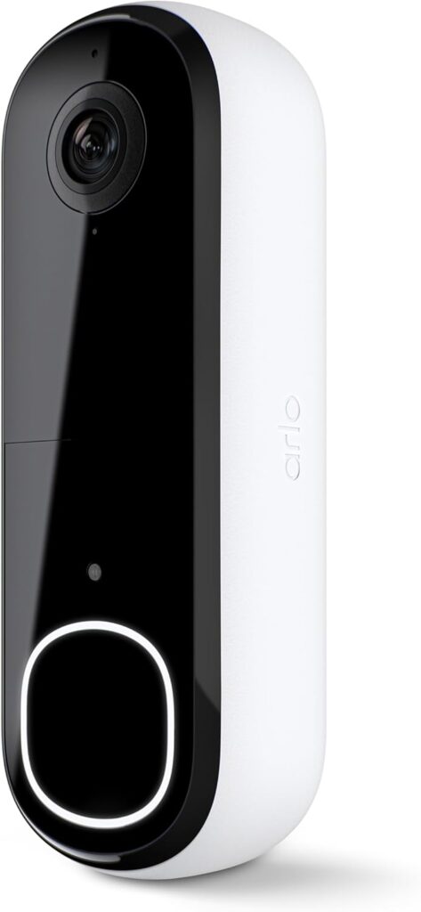 Arlo Video Doorbell 2K | 2nd Gen | Wire-Free/Wired Option, 2-Way Audio, Night Vision, Head to Toe Video View, Integrated Siren | Live Stream | Real Time Notifications |180 Deg Wide View, White