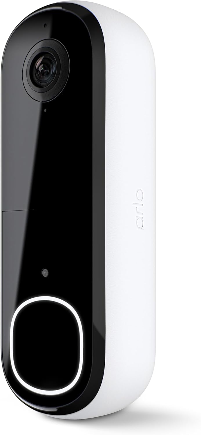 Arlo Video Doorbell 2K | 2nd Gen | Wire-Free/Wired Option, 2-Way Audio, Night Vision, Head to Toe Video View, Integrated Siren | Live Stream | Real Time Notifications |180 Deg Wide View, White
