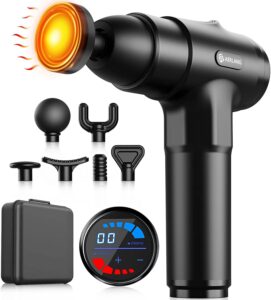 AERLANG Massage Gun with Heat, Deep Tissue Massager, Pain Relief, 7 Heads, Silent, Fathers Day Gifts for Dad from Daughter