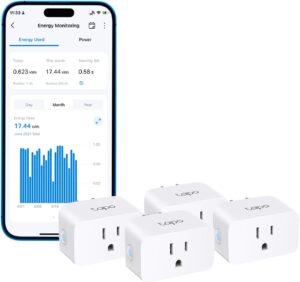 Tapo P115 Smart Plug, Wi-Fi Mini, Energy Monitoring, Works with Alexa, Google Home, SmartThings, Timer, 15A/1800W, ETL Certified, 2.4G (4-Pack)