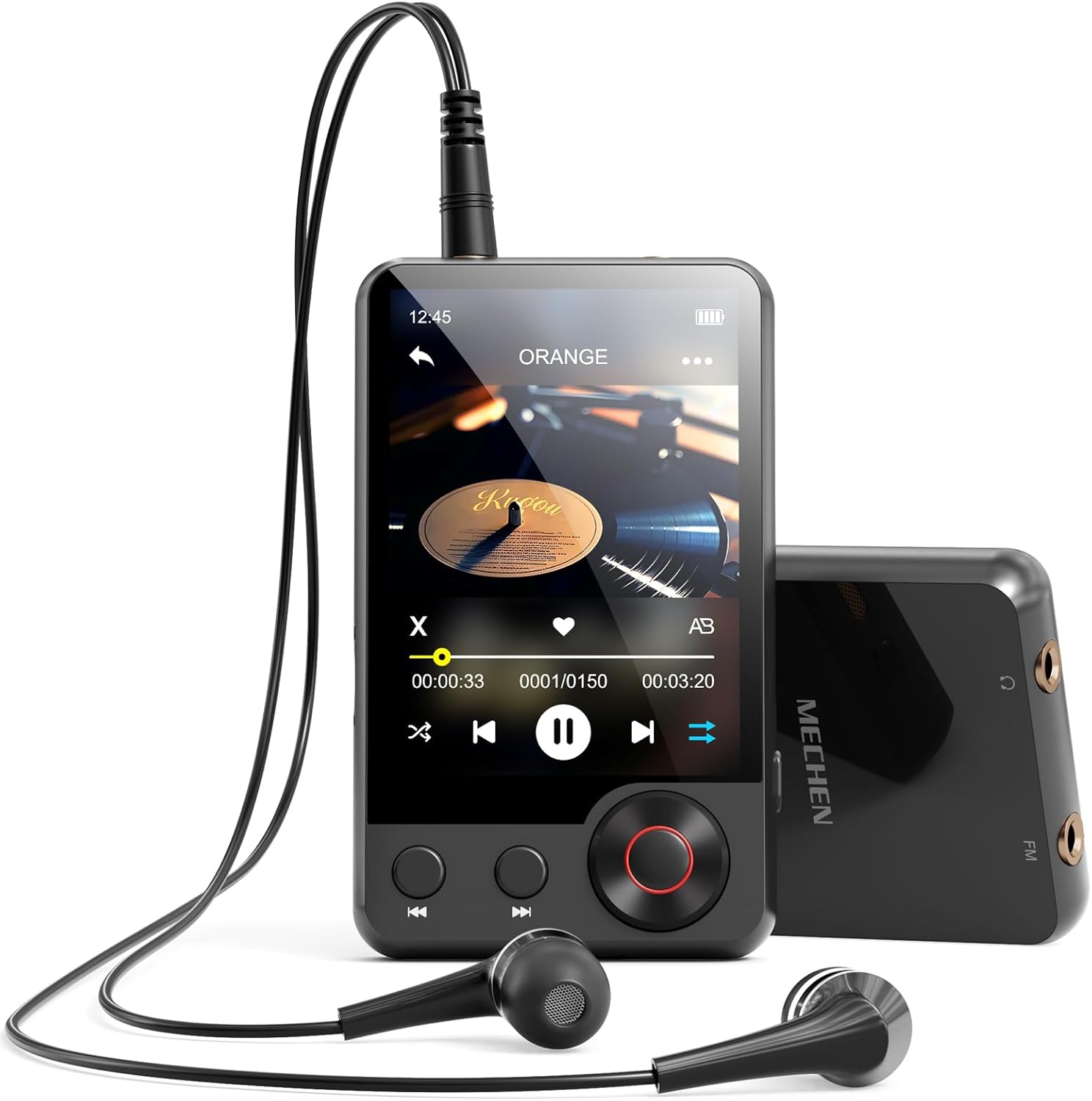 MECHEN D53 128GB Bluetooth MP3 Player, 2.4" Touch Screen, HiFi Speaker, FM Radio, Voice Recorder, Supports 512GB SD Card