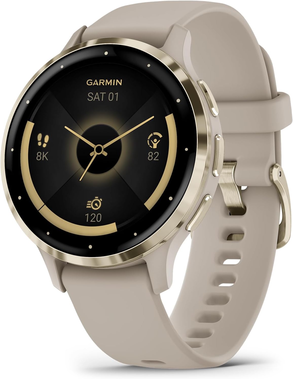 Garmin Venu 3S Soft Gold Stainless Steel Bezel 1.2-Inch AMOLED Smart Watch
