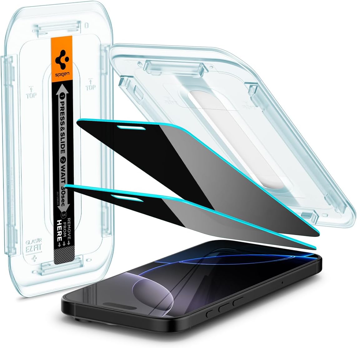 Spigen Tempered Glass Screen Protector [GlasTR EZ FIT - Privacy] for iPhone 16 Pro [2 Pack]