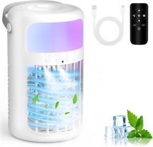 2025 Upgraded 4-IN-1 Portable AC, Ultra-Quiet, 2 Cool Mist Modes, 1500ml, Remote