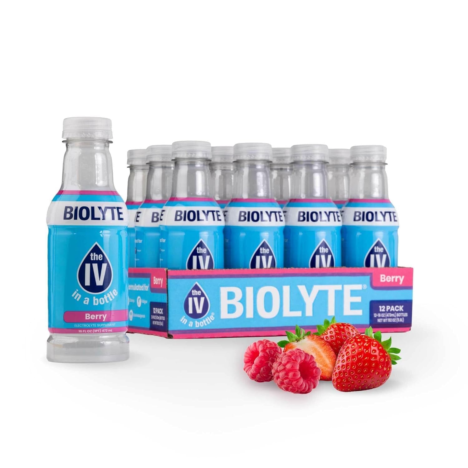 BIOLYTE Electrolyte Drink - Doctor-Formulated Hydration, HSA/FSA Eligible, Chemotherapy Support for Men & Women, IV-Like Rehydration - Berry, 16 Fl Oz (12 Pack)