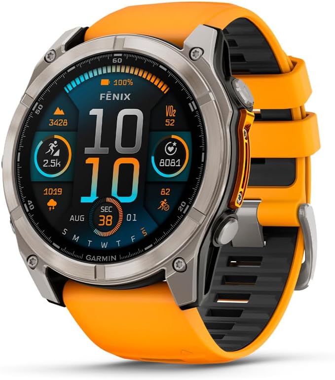 Garmin fēnix 8 51mm, AMOLED, Sapphire, Titanium, Spark Orange/Graphite