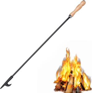 AGM Fire Poker for Fire Pit, 32" Heavy Duty Campfire Poker Stick with Wooden Handle